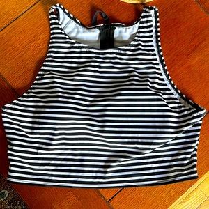 Black and white striped swim suit top